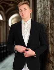 Splendor Cast Rhinestone Blazer Black / Black