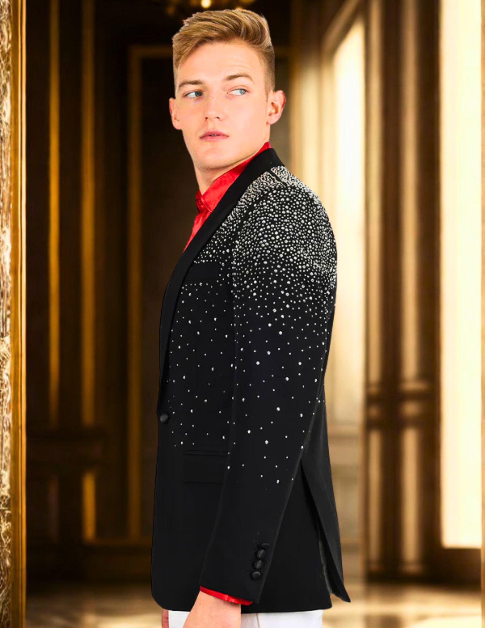 Splendor Cast Rhinestone Blazer Black / Silver