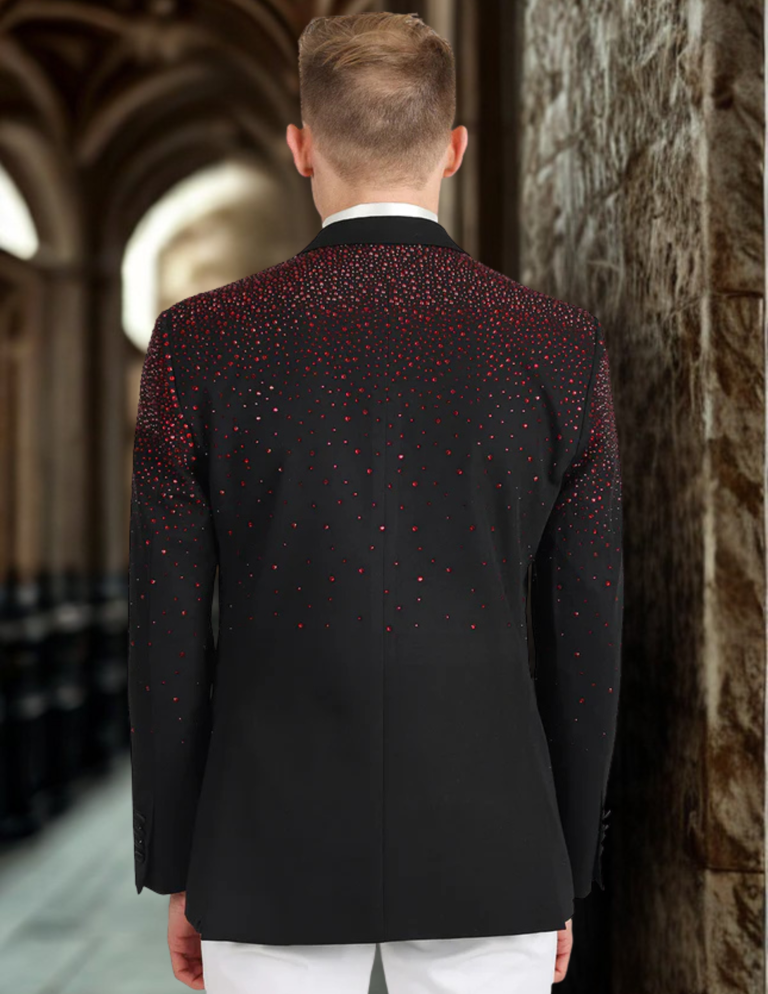 Splendor Cast Rhinestone Blazer Black / Red
