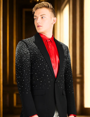 Splendor Cast Rhinestone Blazer Black / Silver