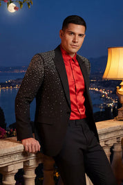 Splendor Cast Rhinestone Blazer Black / Silver
