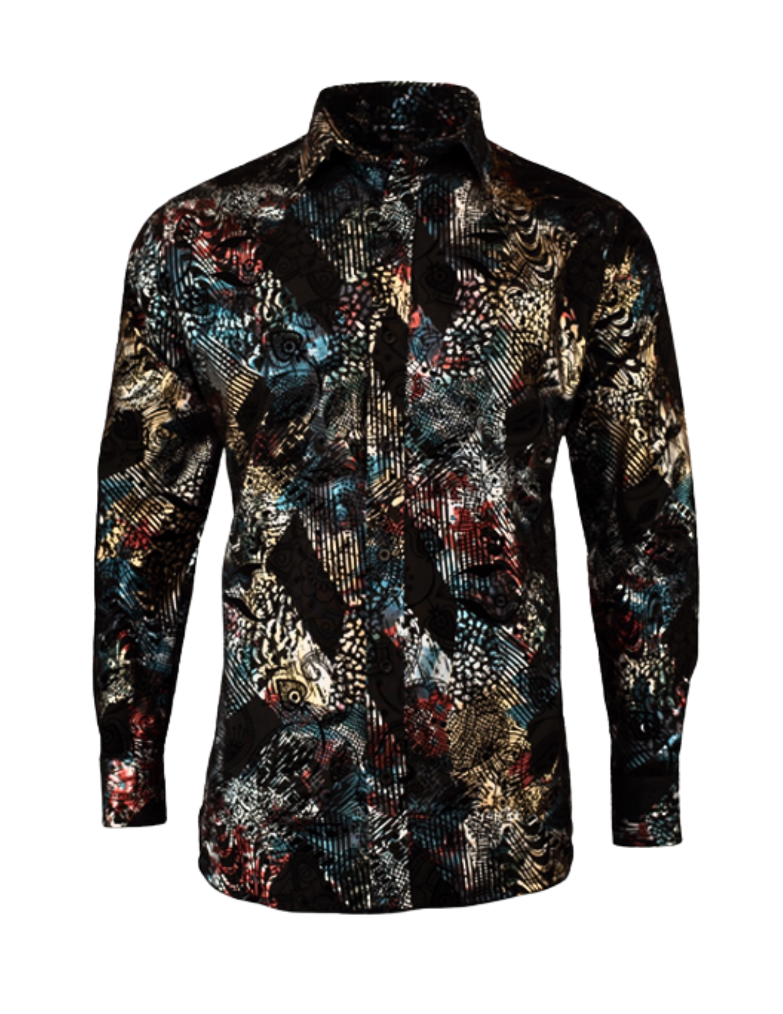 Men's Modern Western Shirts Long Sleeve Black / Gold / Blue