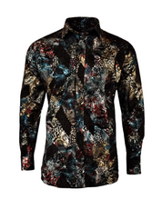 Men's Modern Western Shirts Long Sleeve Black / Gold / Blue