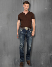 Boot Cut Embroider Jeans Men's AM-2230