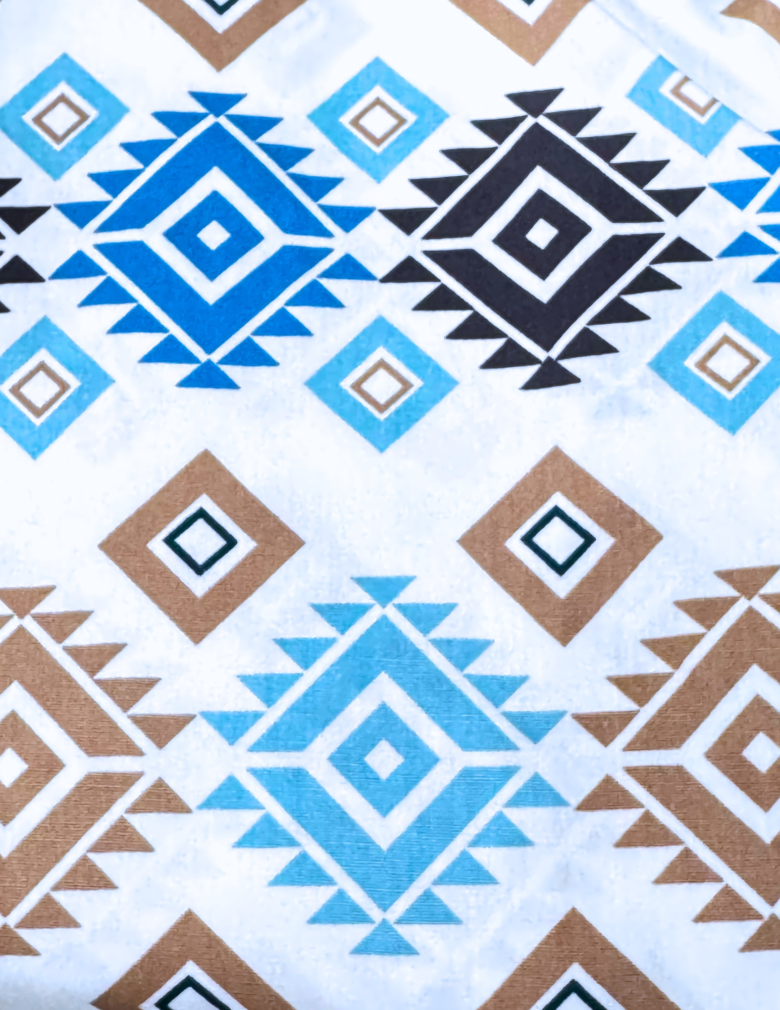 Men's Aztec Rodeo Shirts Long Sleeve White / Multi Shade Aztec Blue