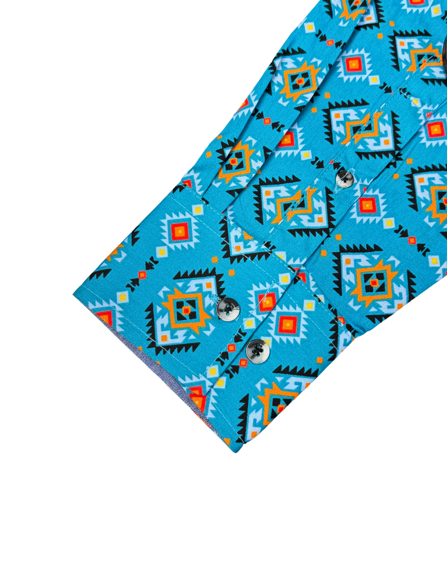 Men's Aztec Rodeo Shirts Long Sleeve Turquoise / Red