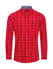 Men's Aztec Rodeo Shirts Long Sleeve Red / Black