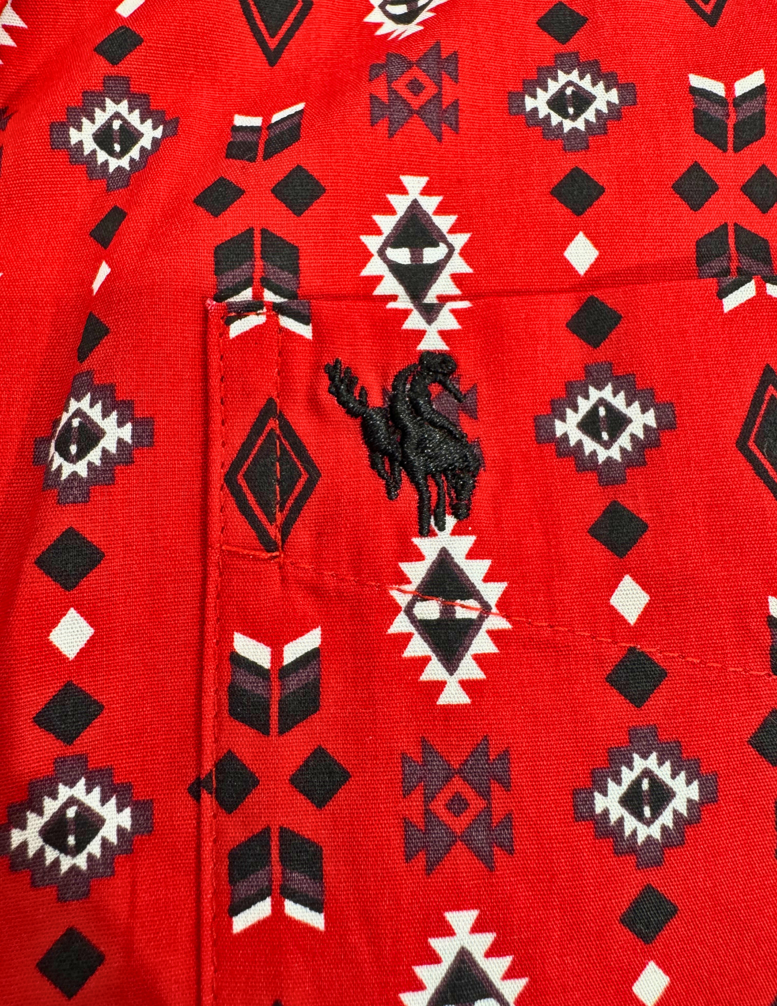 Men's Aztec Rodeo Shirts Long Sleeve Red / Black