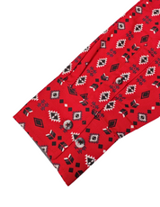 Men's Aztec Rodeo Shirts Long Sleeve Red / Black