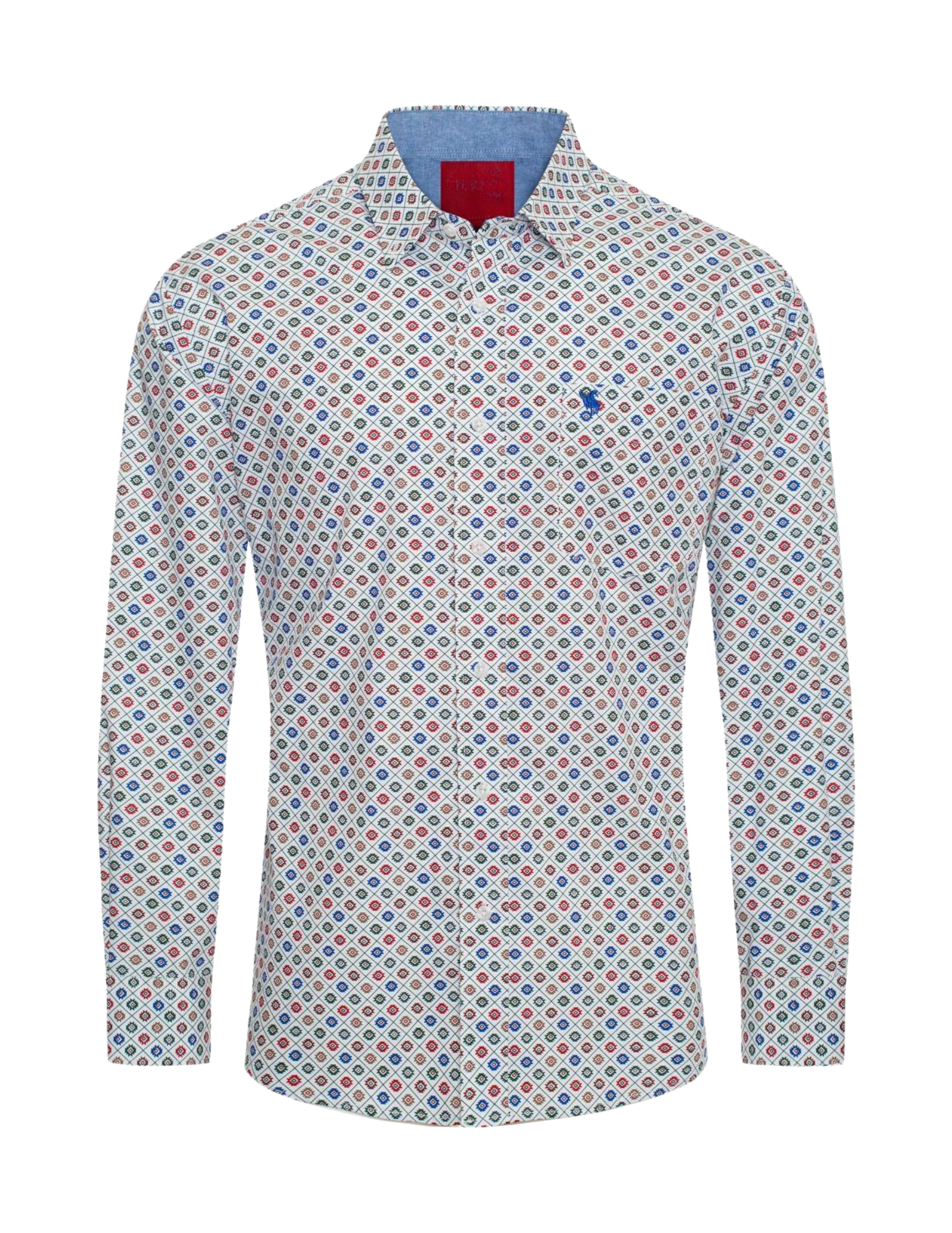 Men's Aztec Rodeo Shirts Long Sleeve White / Multi Shade Aztec