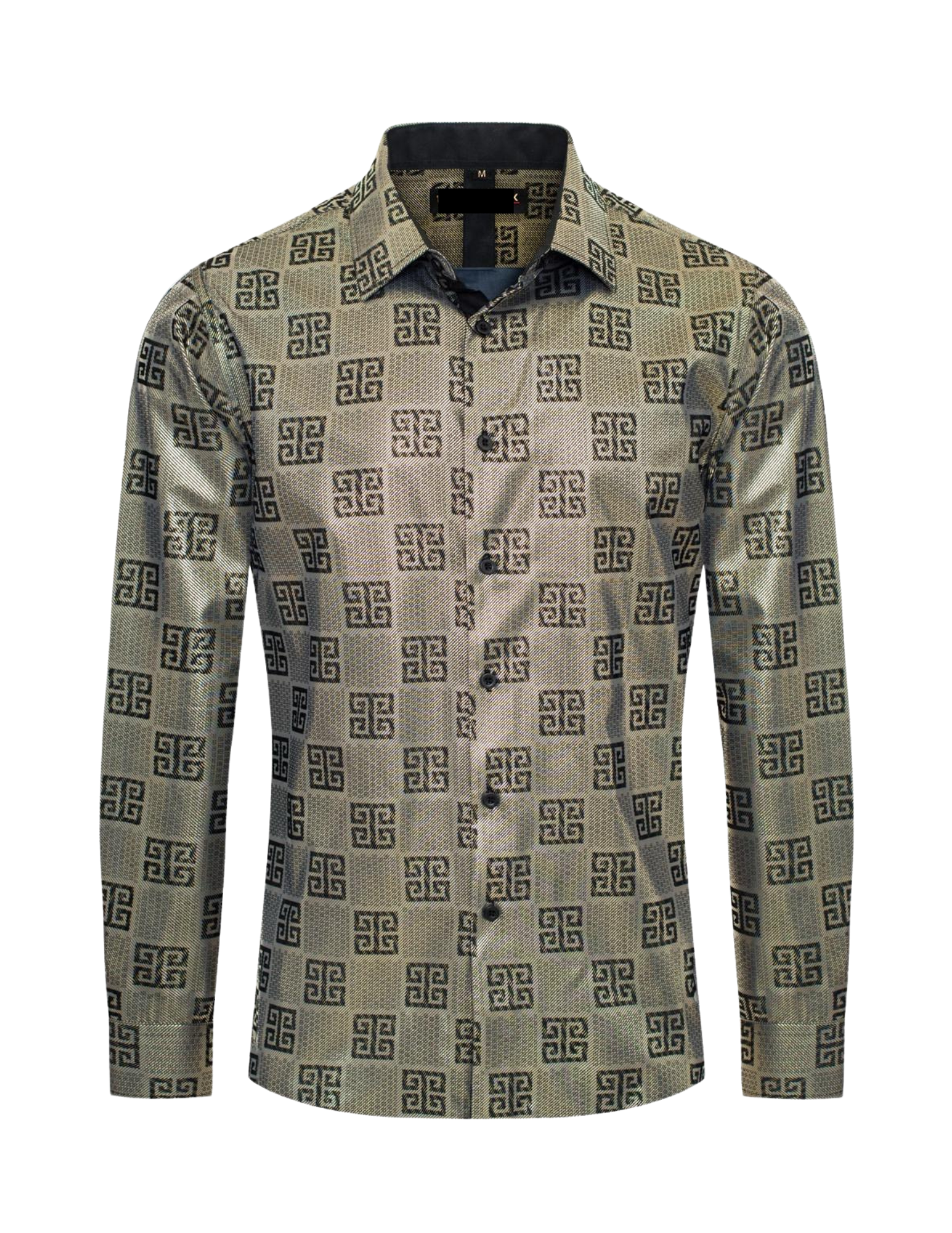Men's Fashion Shirts Long Sleeve Gold / Black Square Arch