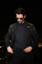 Splendor Cast Rhinestone Blazer Black / Gold