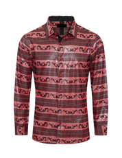Men's Fashion Shirts Long Sleeve Red / Black Arch