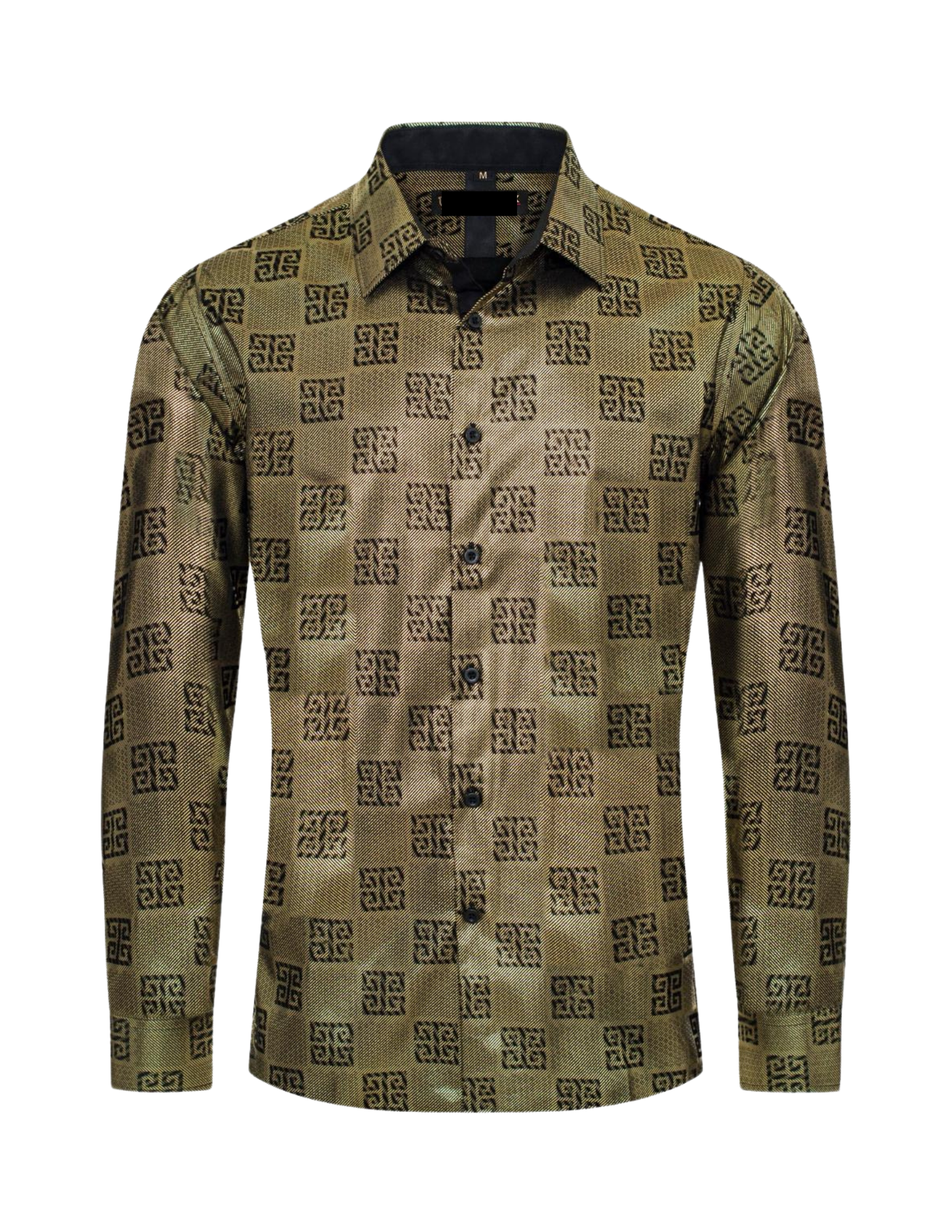 Men's Fashion Shirts Long Sleeve Gold / Black Square Arch