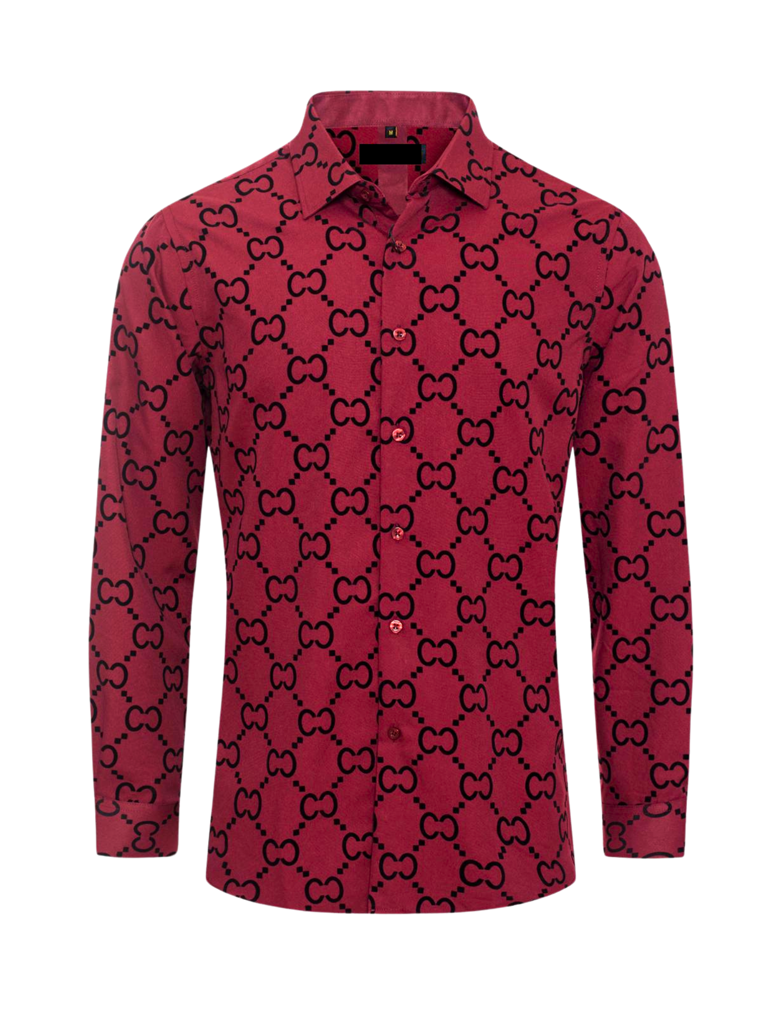 Men's Fashion Shirts Long Sleeve Burgundy C Crossing