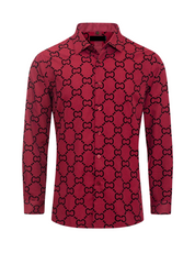 Men's Fashion Shirts Long Sleeve Burgundy C Crossing