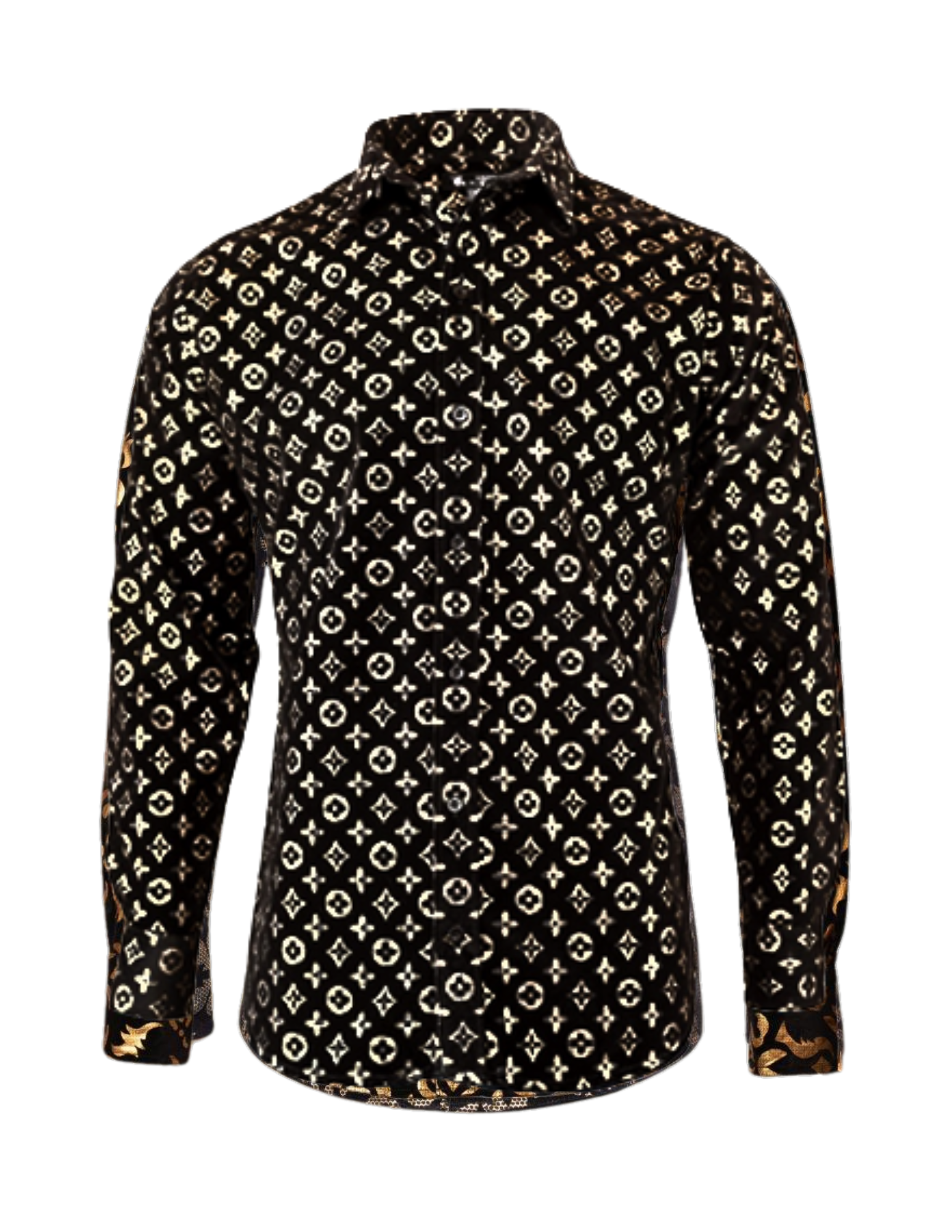 Men's Modern Western Shirts Long Sleeve Black / Gold Design L