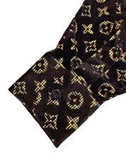 Men's Modern Western Shirts Long Sleeve Black / Gold Design L