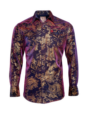Men's Modern Western Shirts Long Sleeve Purple / Blue