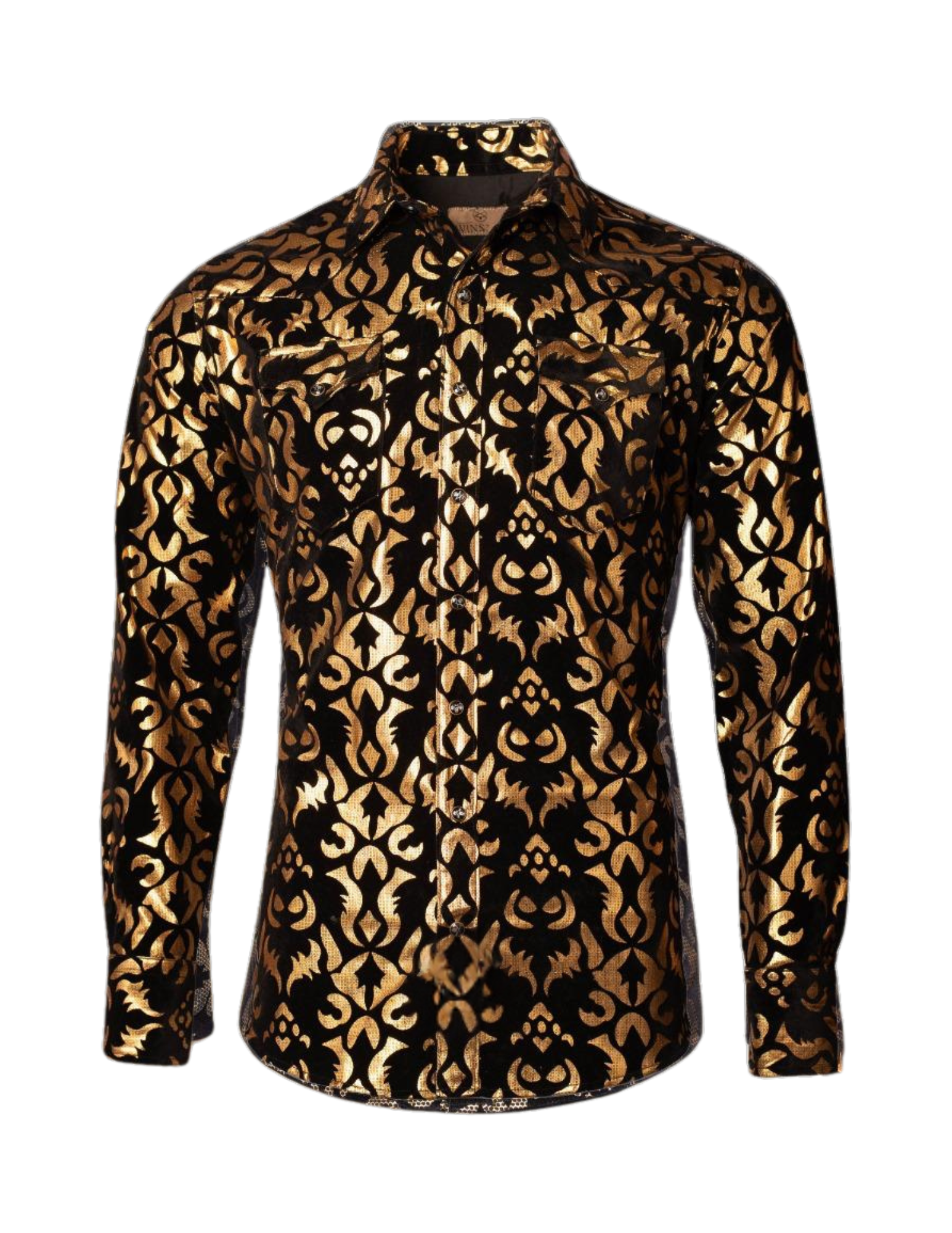 Men's Modern Western Shirts Long Sleeve Black / Gold Design