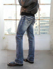 Boot Cut Embroider Jeans Men's AM-2263