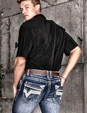 Boot Cut Embroider Jeans Men's AM-2111