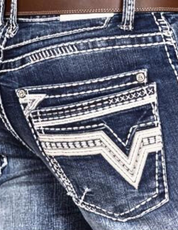 Boot Cut Embroider Jeans Men's AM-2111