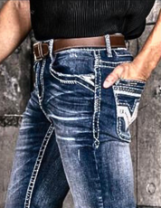 Boot Cut Embroider Jeans Men's AM-2111
