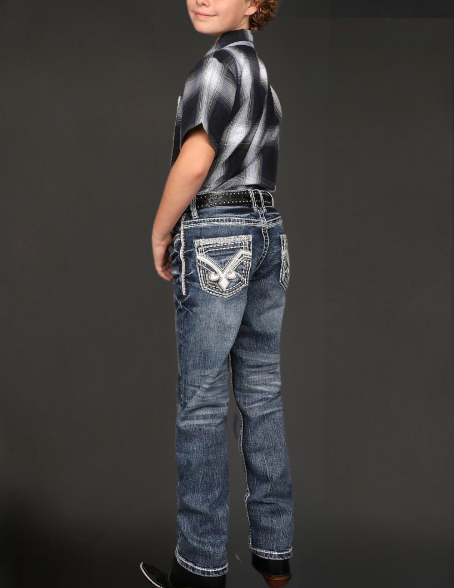 Boot Cut Embroider Jeans Boy's AM-2206-K