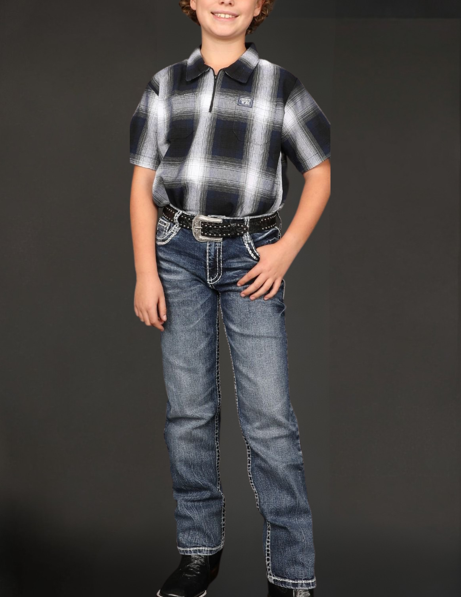 Boot Cut Embroider Jeans Boy's AM-2206-K