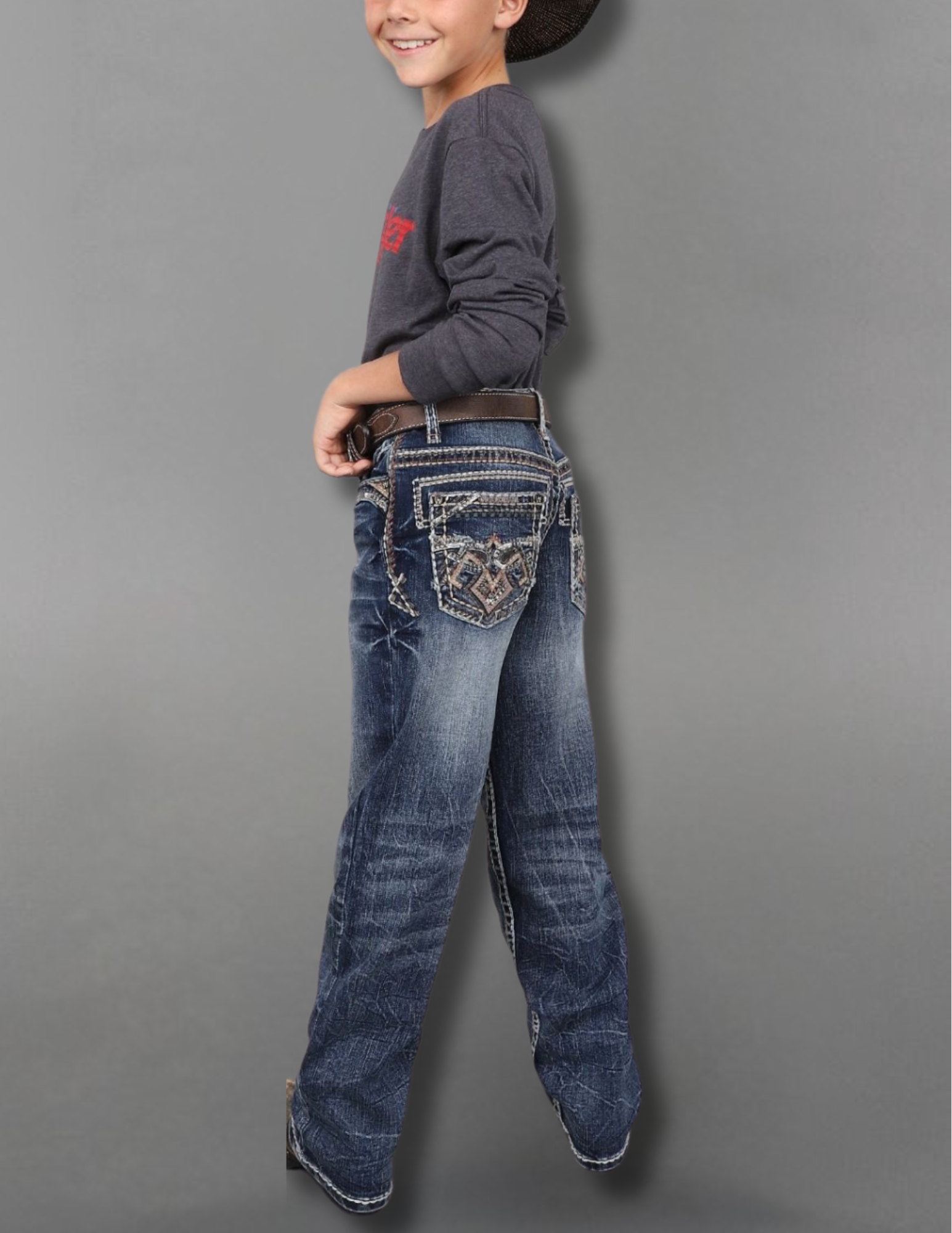 Boot Cut Embroider Jeans Boy's WM343-K