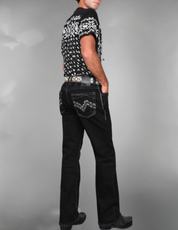 Boot Cut Embroider Jeans Men's AM-2202