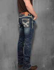 Boot Cut Embroider Jeans Men's AM-2230