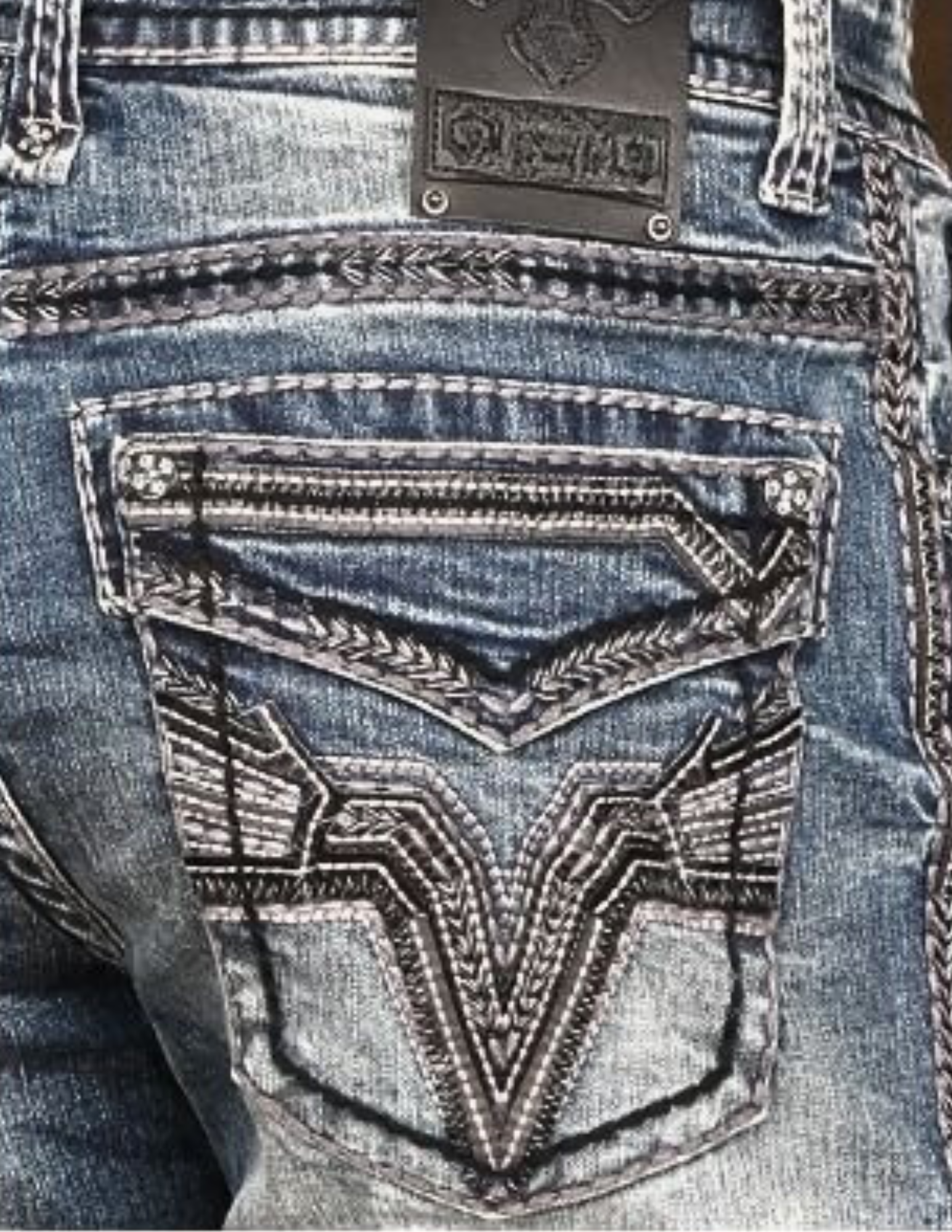 Boot Cut Embroider Jeans Men's AM-2233