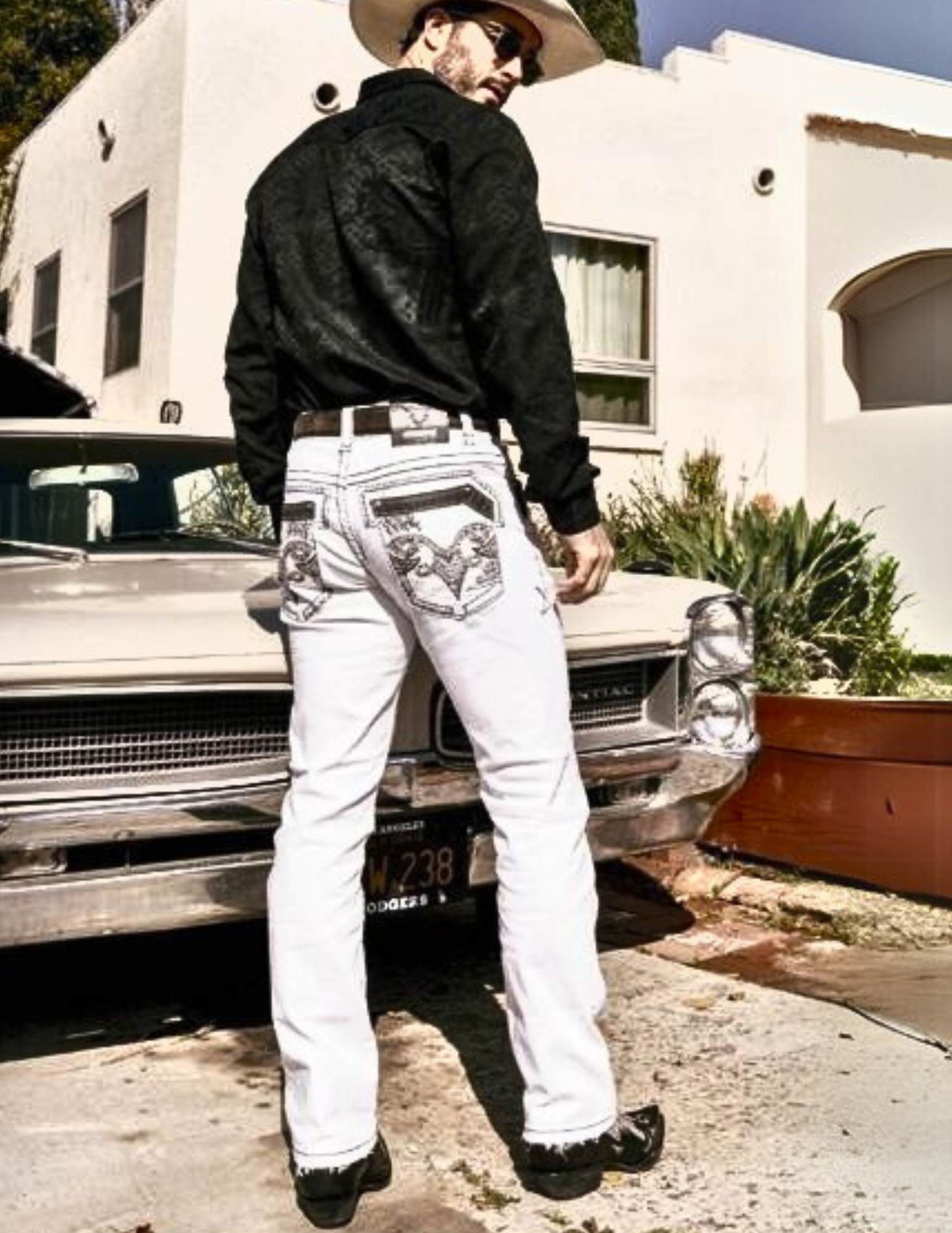 Answer Me Vaqueros Bordados Hombre Blanco
