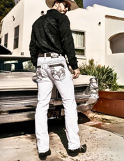 Answer Me Vaqueros Bordados Hombre Blanco