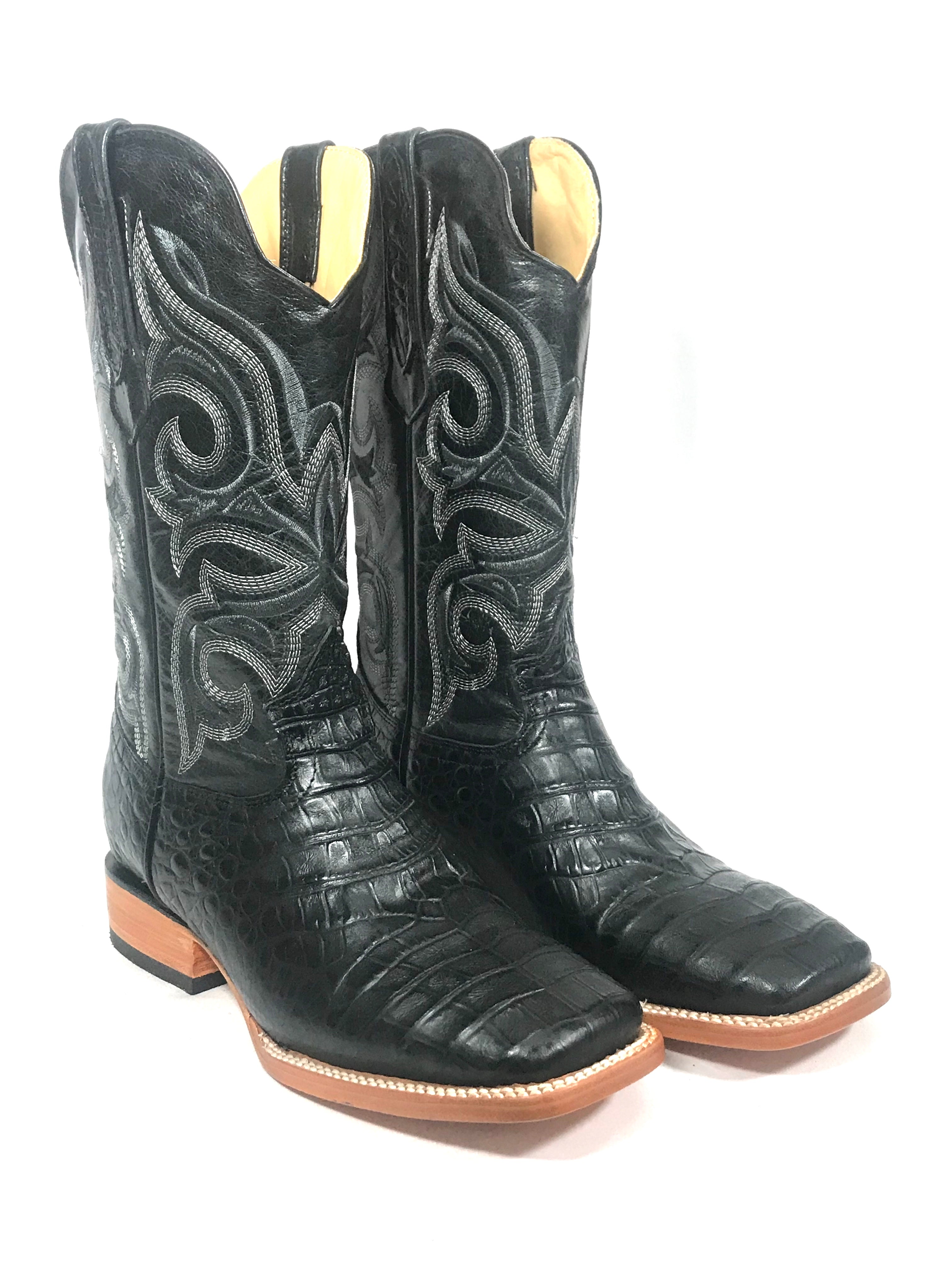 Crocodile Neck Imitation Print Black Rodeo Men's Boots