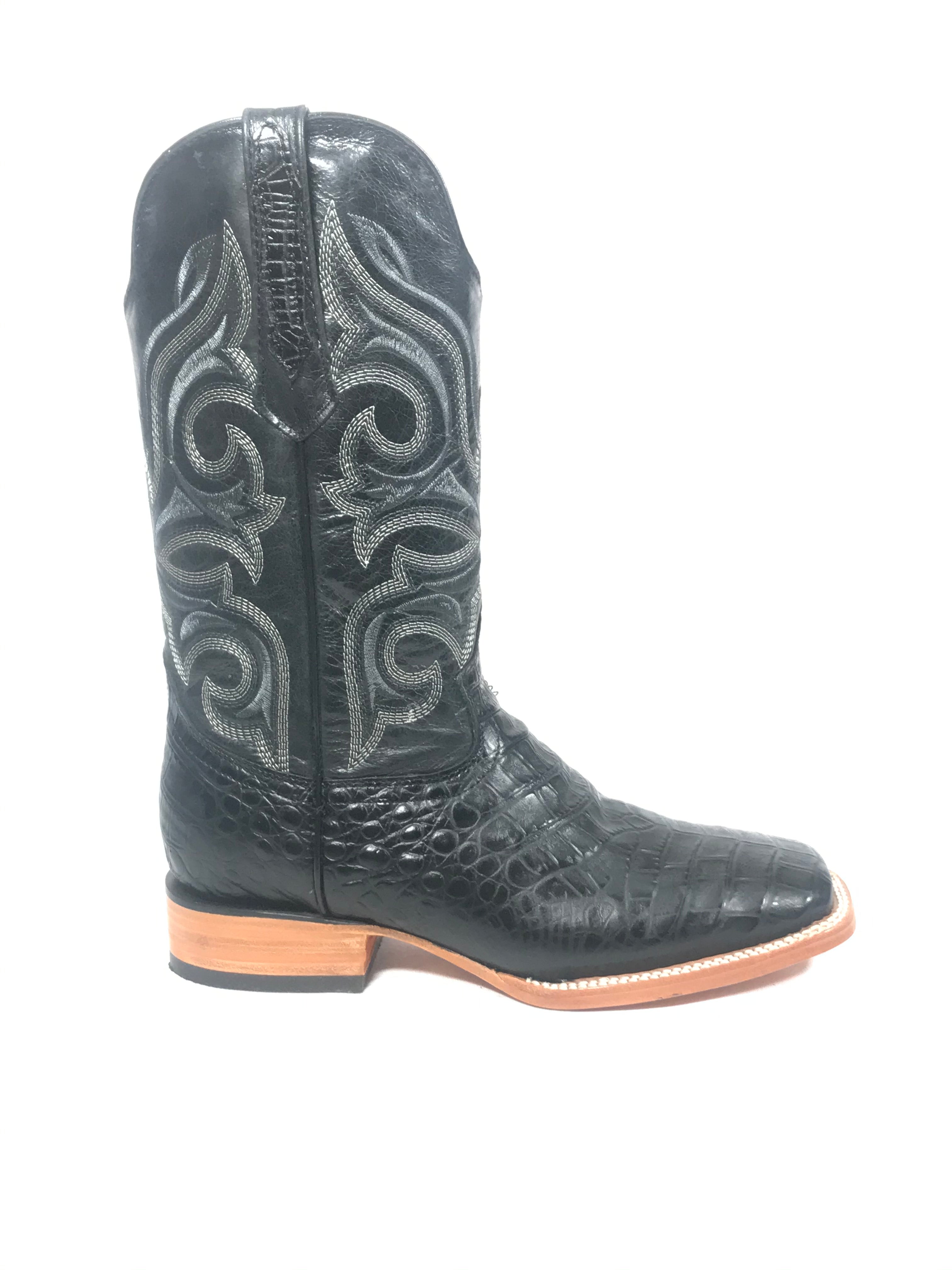 Crocodile Neck Imitation Print Black Rodeo Men's Boots