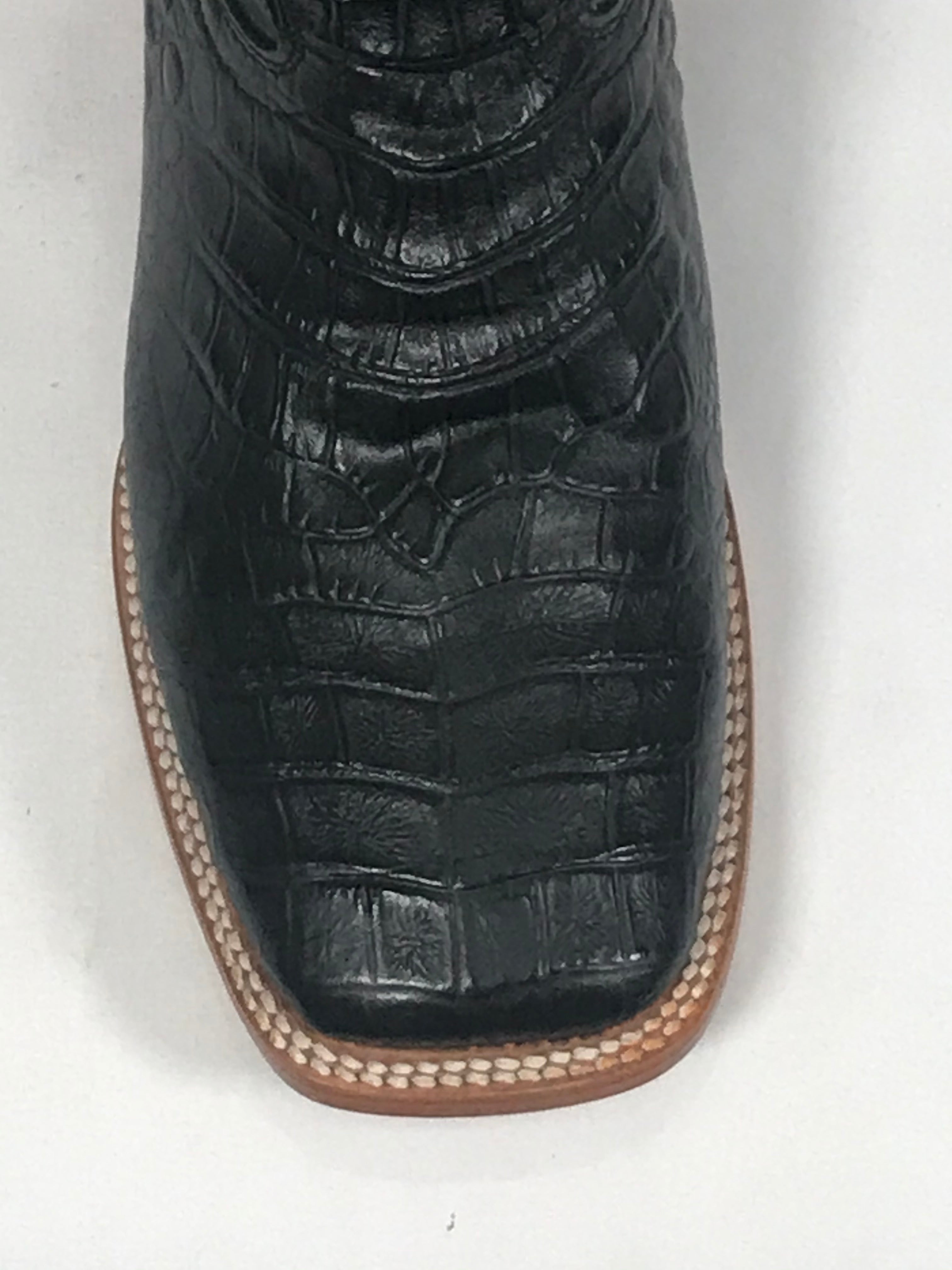 Crocodile Neck Imitation Print Black Rodeo Men's Boots