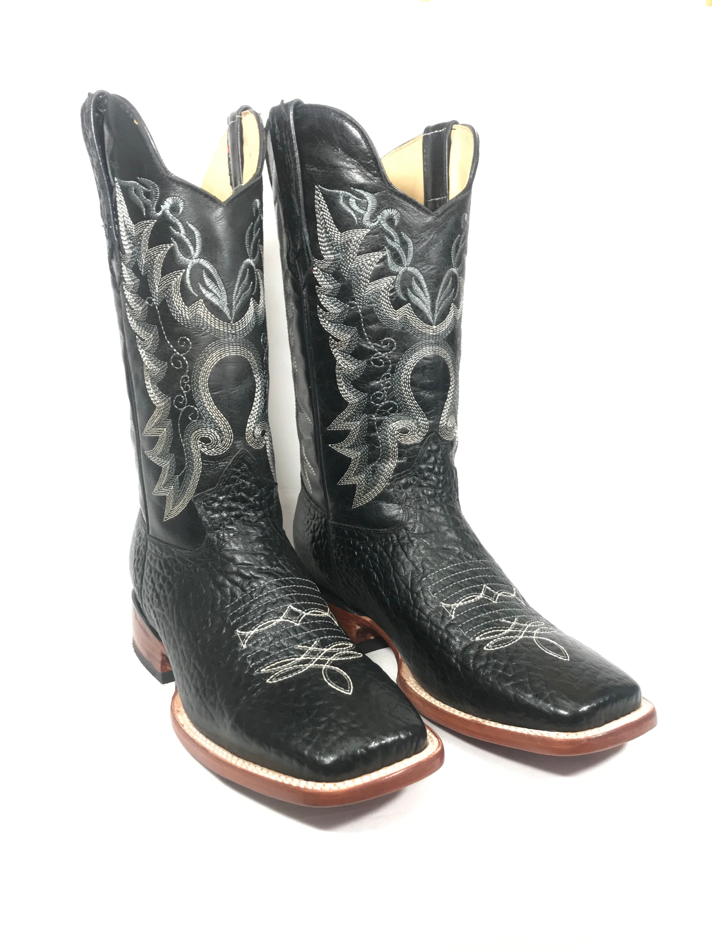 Crazy Deer Neck Print Black Men's Boots