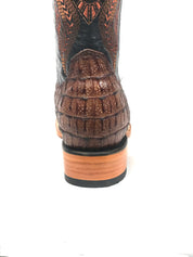 Botas de hombre coñac con estampado de cola media de cocodrilo