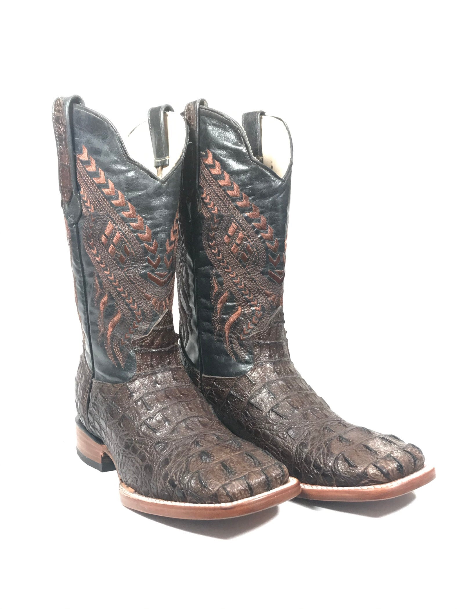 Crocodile Mid Tail Imitation Dark Brown Men's Boots