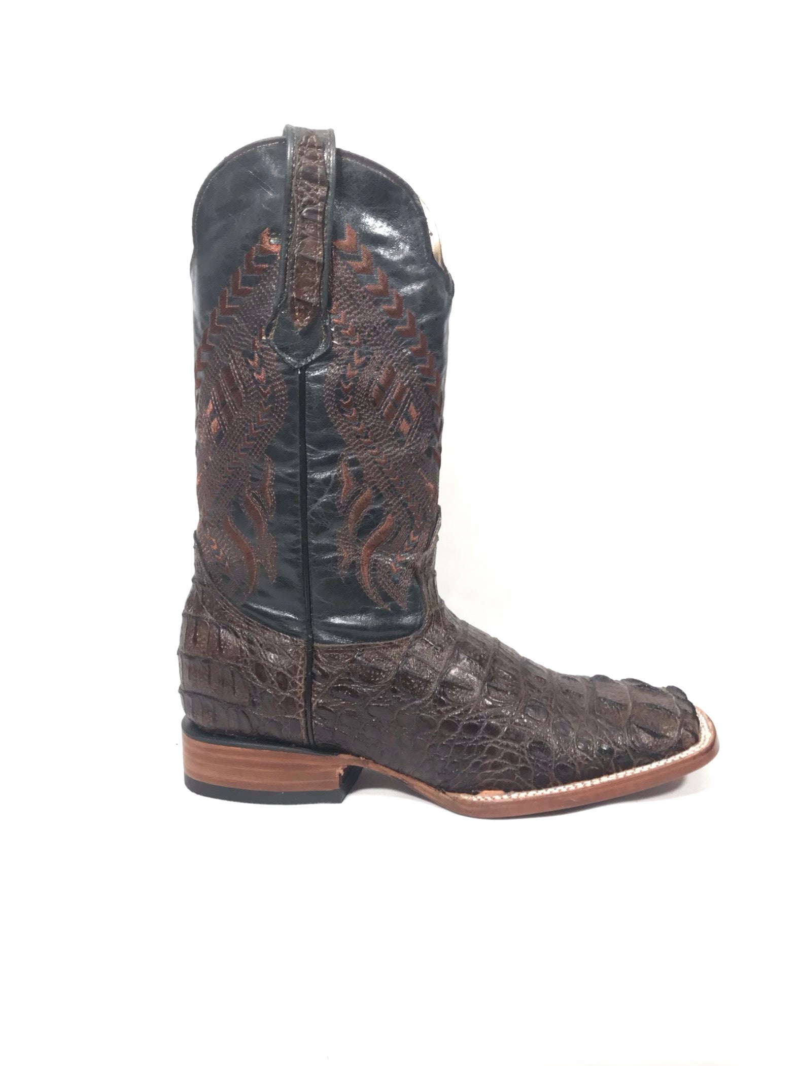 Crocodile Mid Tail Imitation Dark Brown Men's Boots
