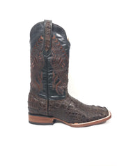 Crocodile Mid Tail Imitation Dark Brown Men's Boots