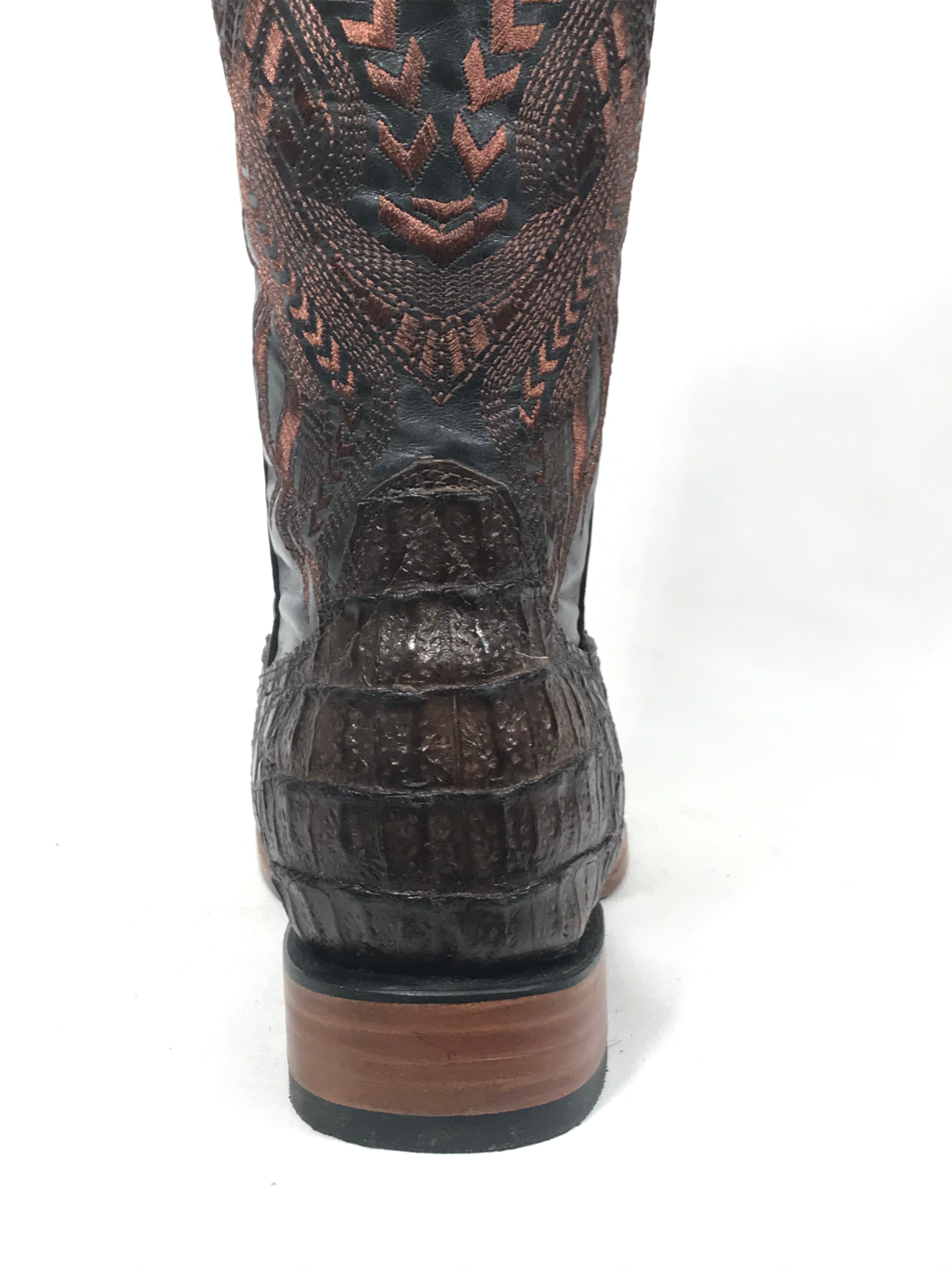 Crocodile Mid Tail Imitation Dark Brown Men's Boots