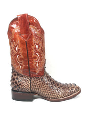 Python Print Cognac/Red Western Classic Men's Boots
