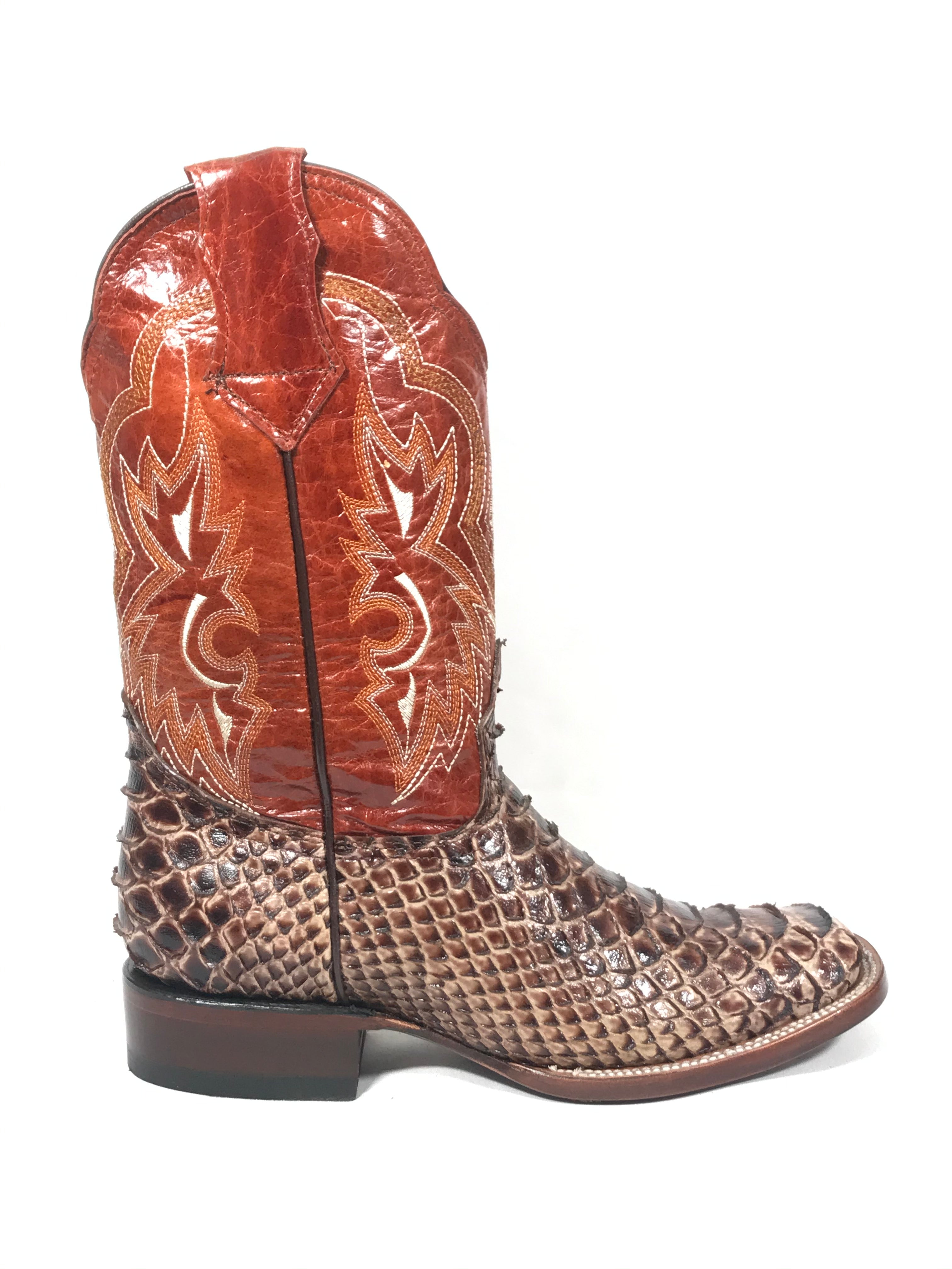 Python Print Cognac/Red Western Classic Men's Boots