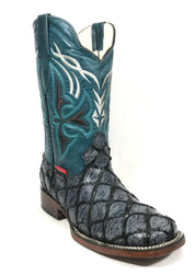 Pirarucu Print Blue/Navy Blue Western Classic Men's Boots
