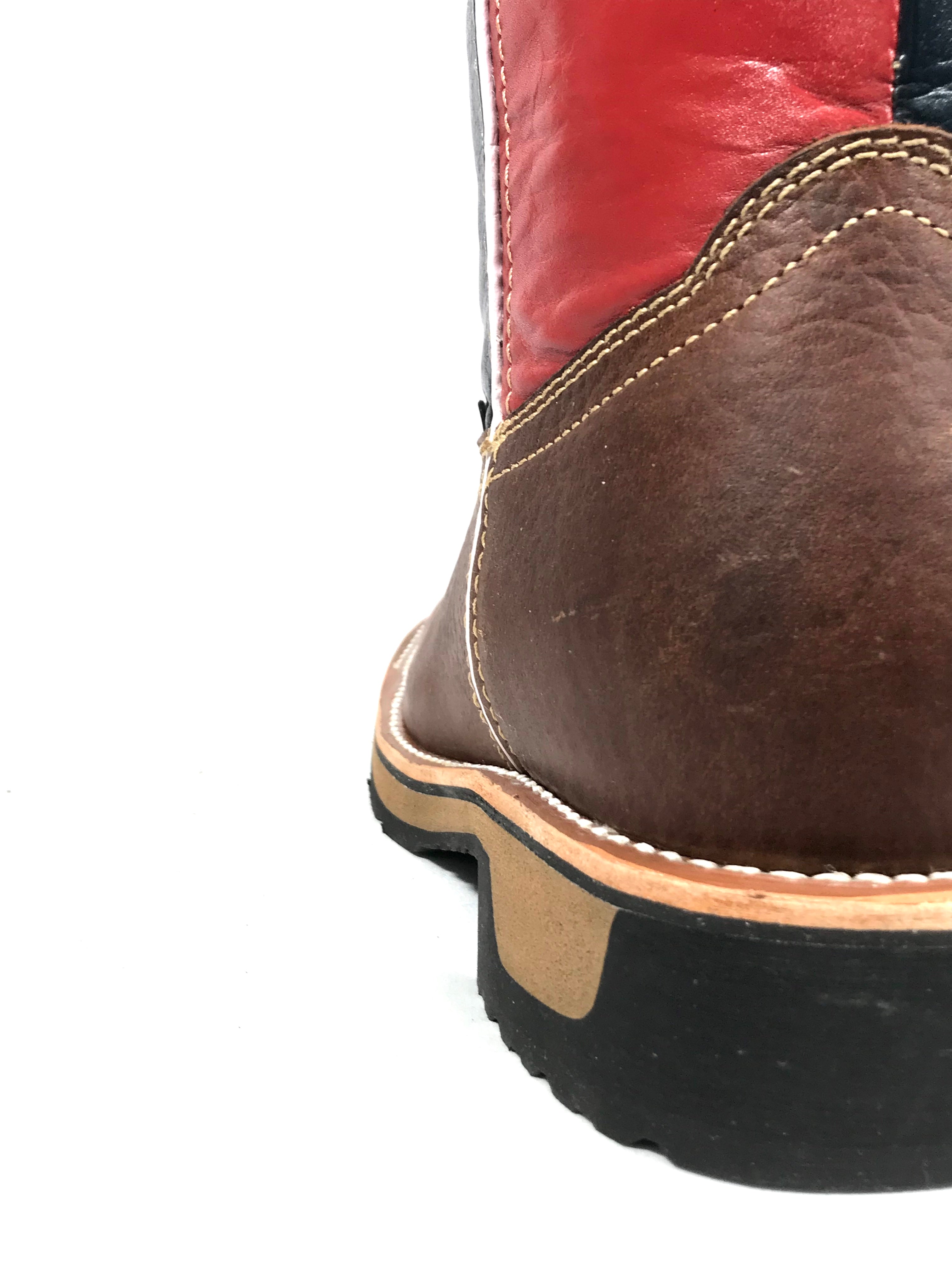 Texas State Flag Work Boots Brown