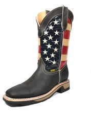 U.S.A Flag Work Boots Chocolate